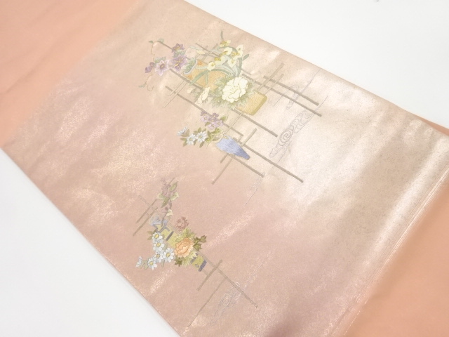 生花模様刺繍名古屋帯